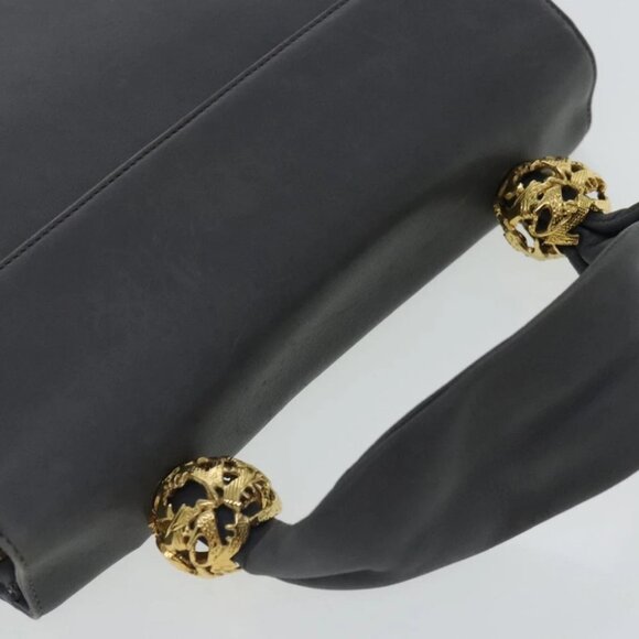 Salvatore Ferragamo Hand Bag Leather Gray Gold Auth bs18987 - Picture 14 of 16